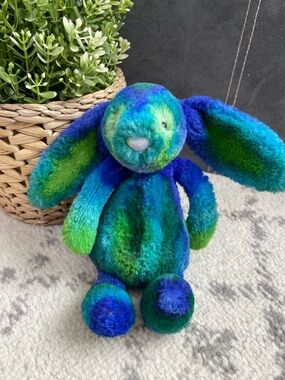CUSTOM JELLYCAT Blue Green Dyed Small Bashful Bunny Stuffed Toy 8”